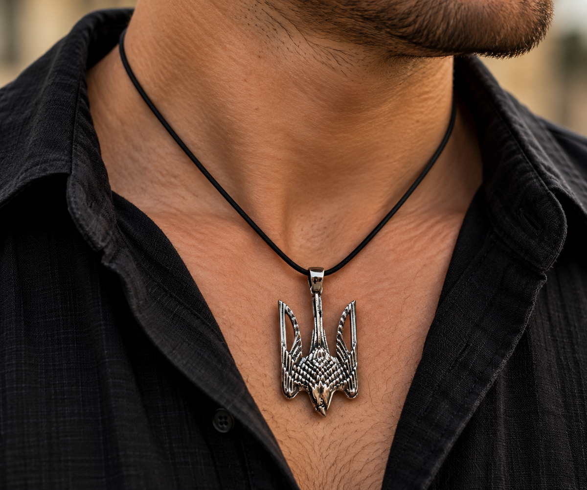 Ukrainian Falcon Pendant, Brass or Nickel Silver Bird Pendant