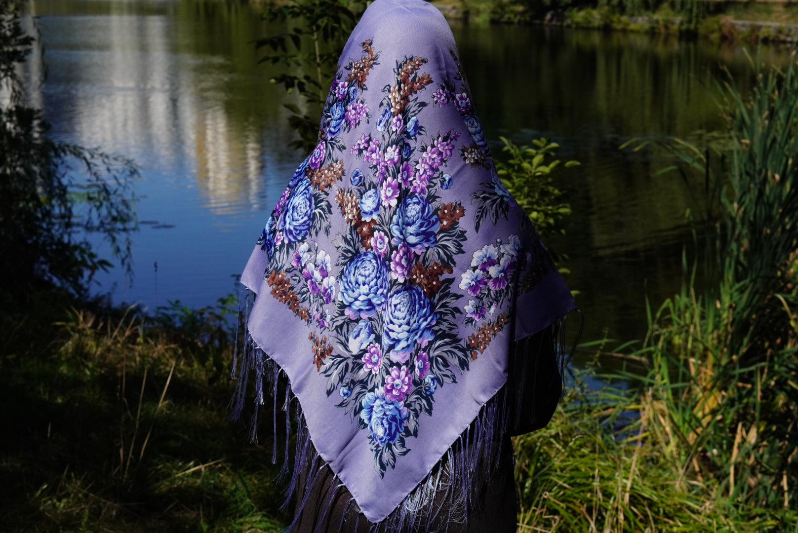 Purple Bohemian Wool Shawl - 80%  Ukrainian Ethnic Scarf