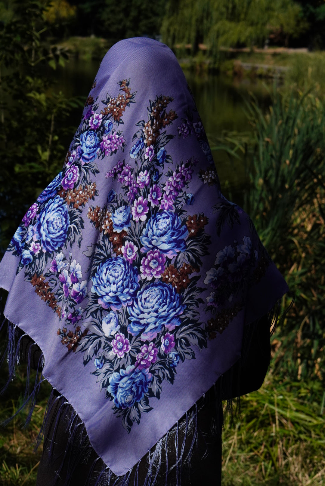 Purple Bohemian Wool Shawl - 80%  Ukrainian Ethnic Scarf