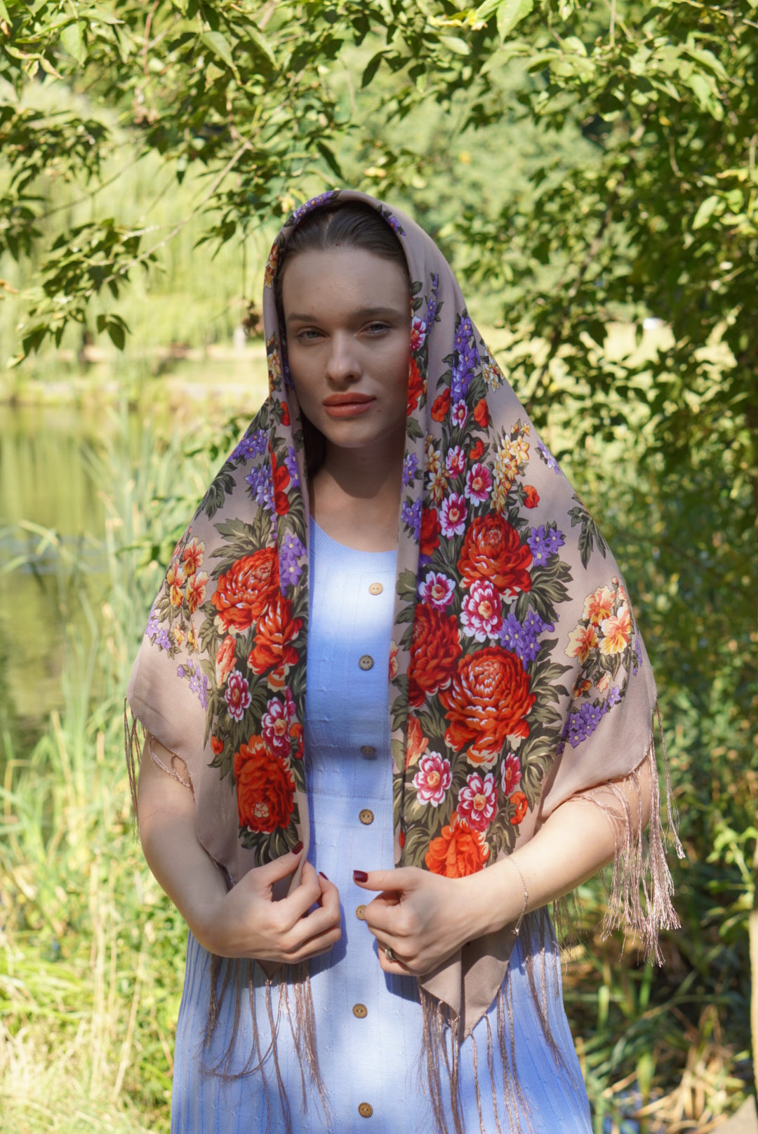Ukrainian Wool Shawl | Traditional Floral Bohemian Scarf | Handmade Ethnic Chic