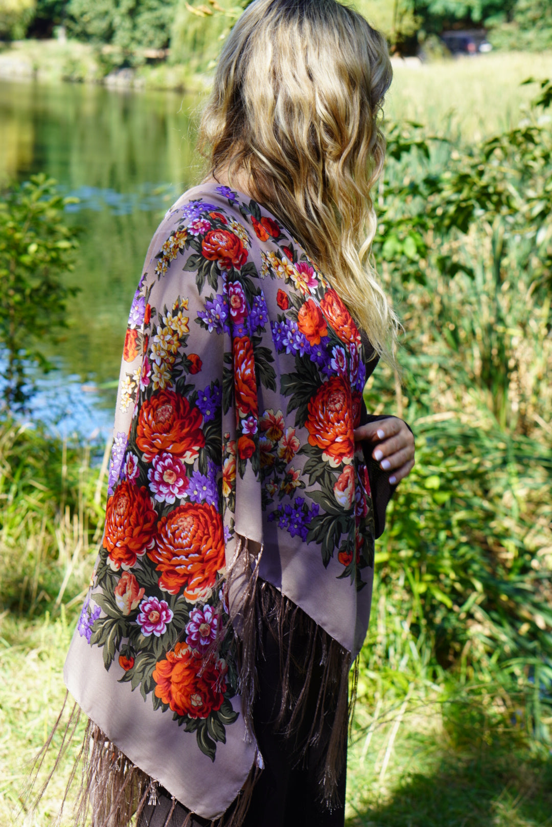 Ukrainian Wool Shawl | Traditional Floral Bohemian Scarf | Handmade Ethnic Chic