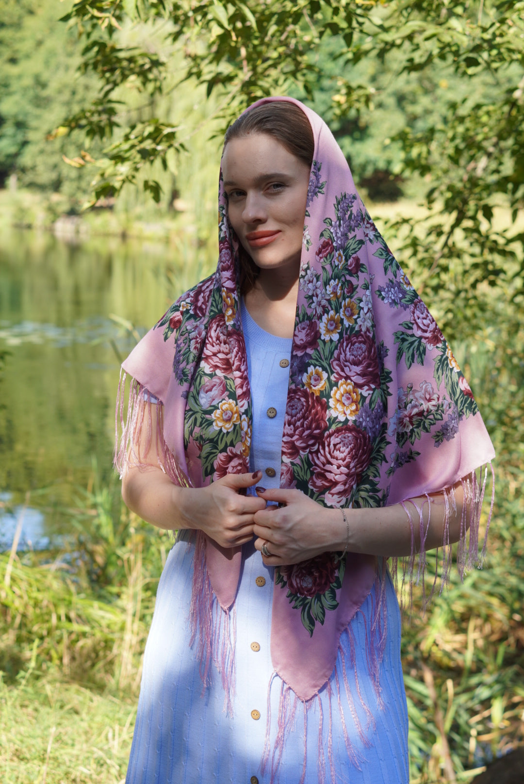 Pink Ukrainian wool shawl,Traditional Ukrainian, gift for women, Mom, Daughter bohemian scarf flower, Ukrainian clothings, Christmas