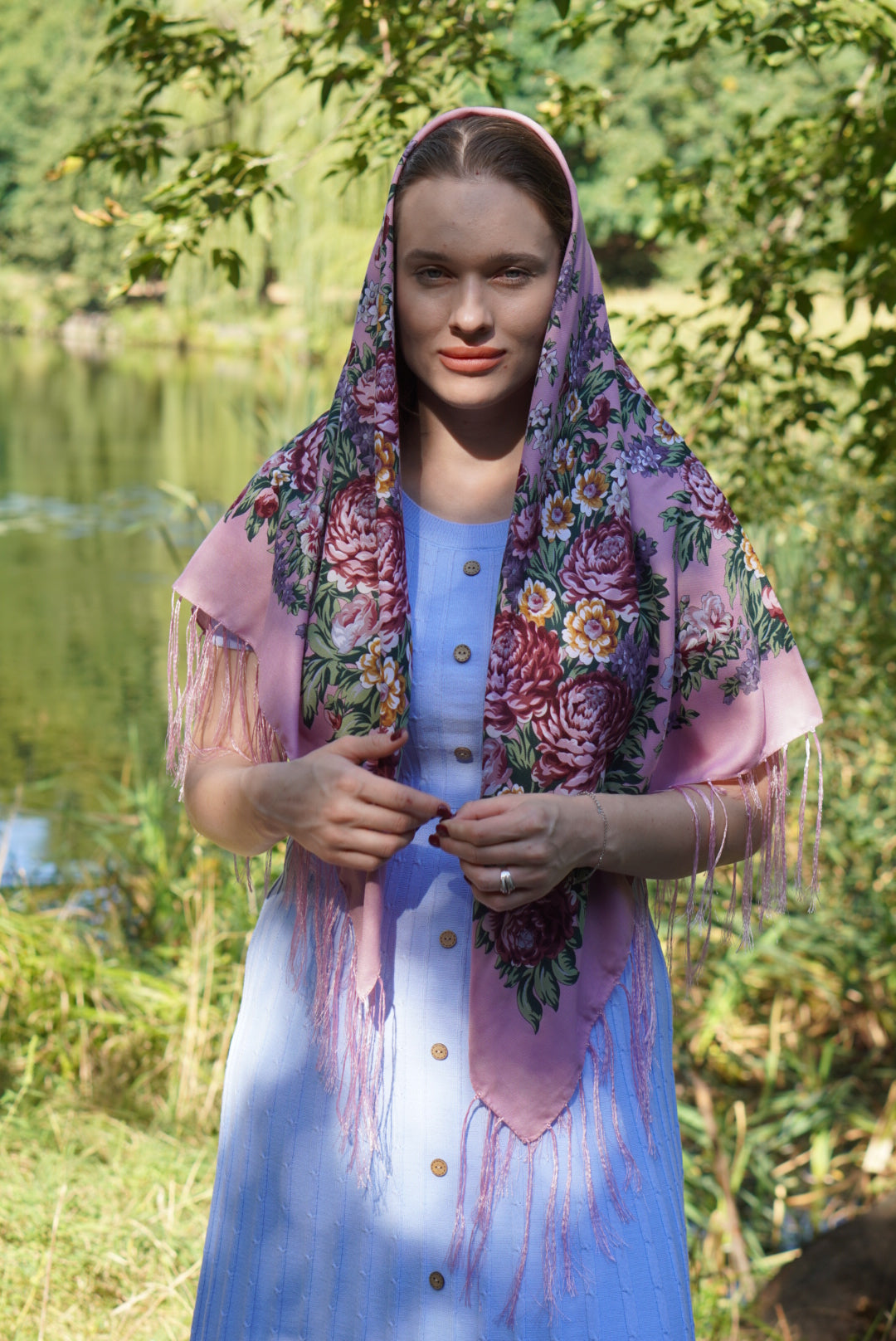 Pink Ukrainian wool shawl,Traditional Ukrainian, gift for women, Mom, Daughter bohemian scarf flower, Ukrainian clothings, Christmas