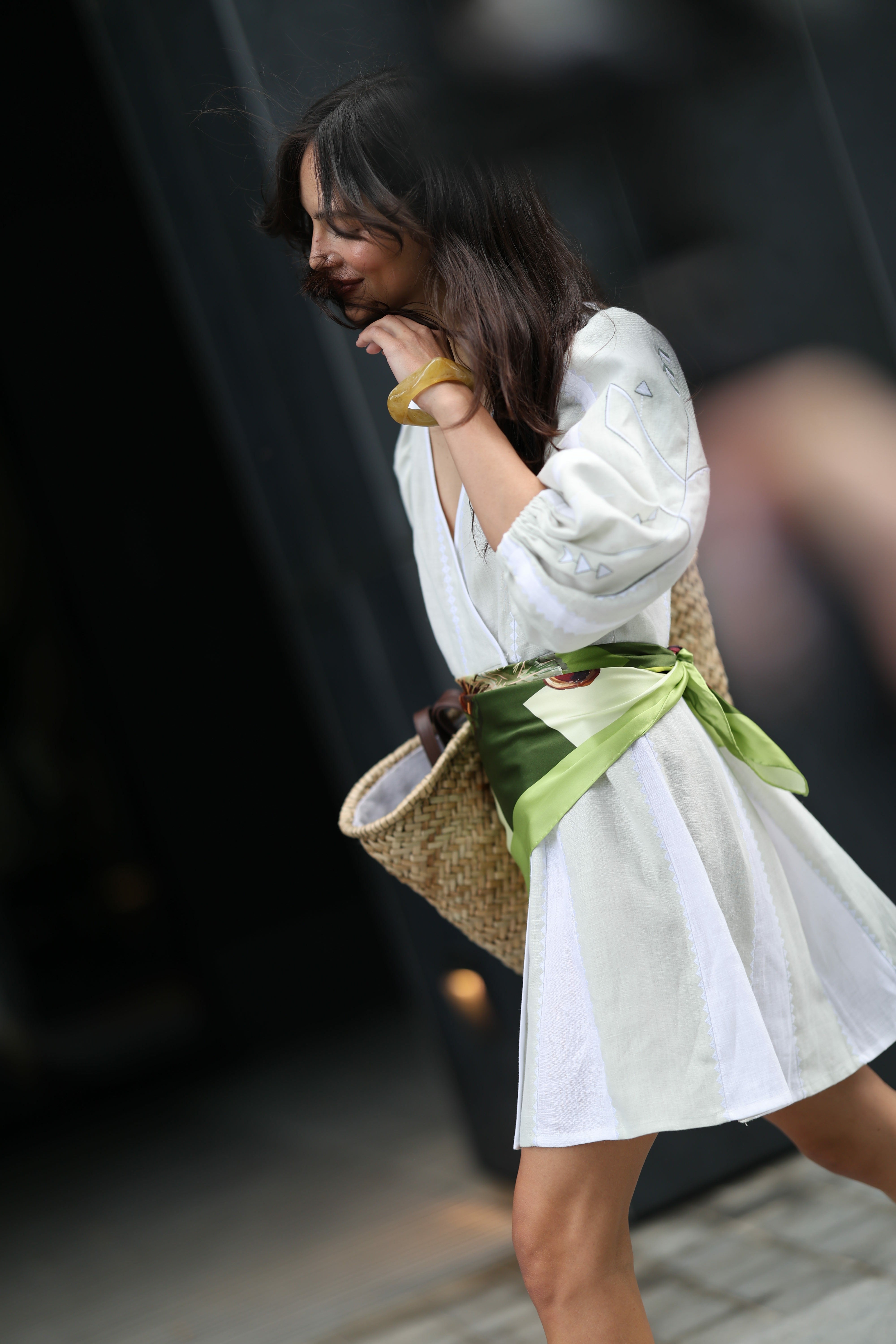 Women's Mint Embroidered minidress is made in a light summer style
