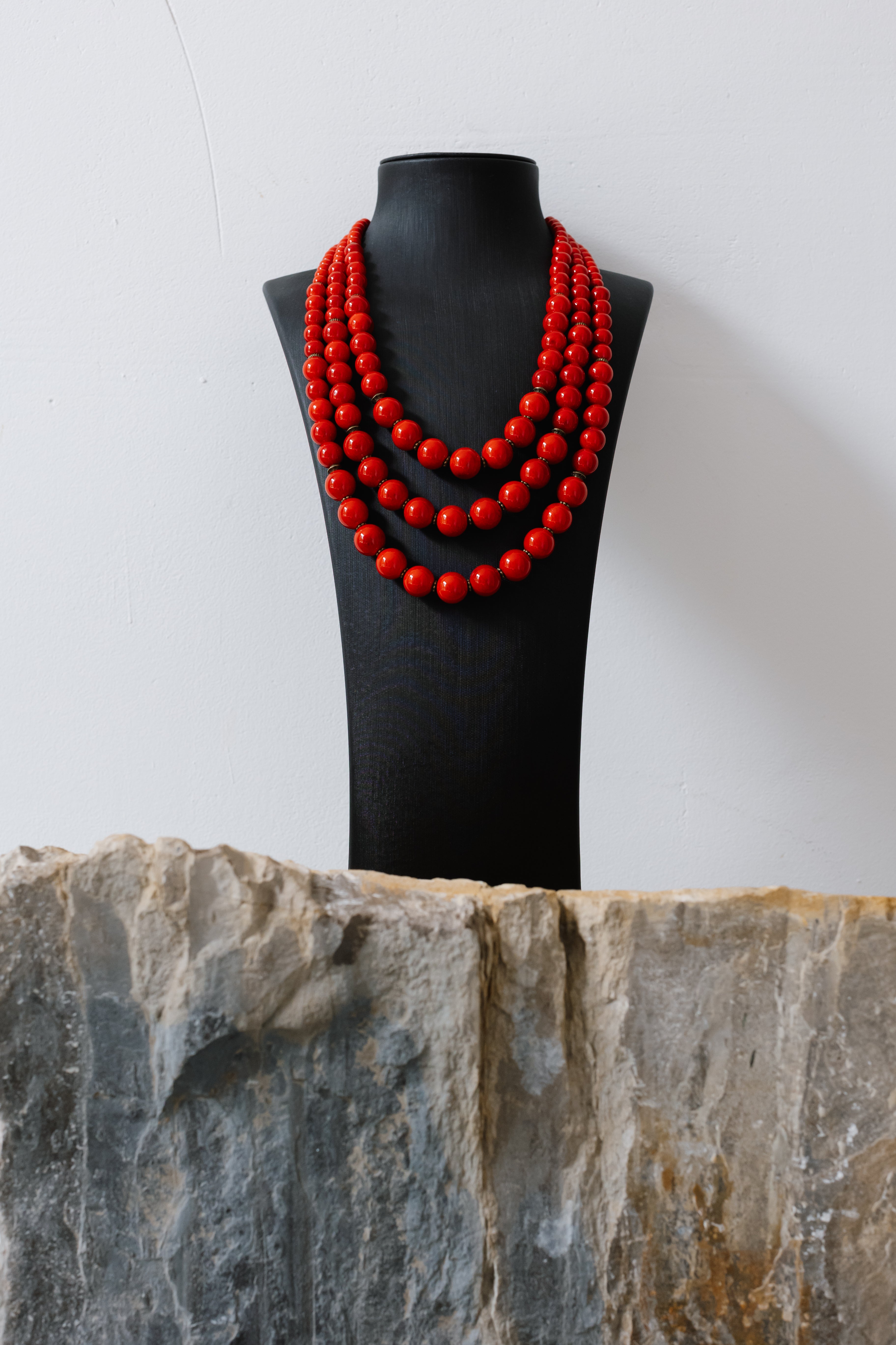 Natural Pressed Coral Red Necklace - Ukrainian Ethnic Accessory