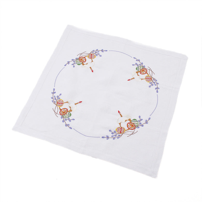 Embroidered Ukrainian Tablecloth 65x65 cm Easter Linen from Ukraine