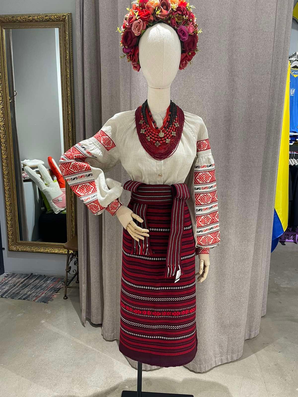 Red Ukrainian Krajka Hutsul Woven Sash Belt Ethnic Slavi