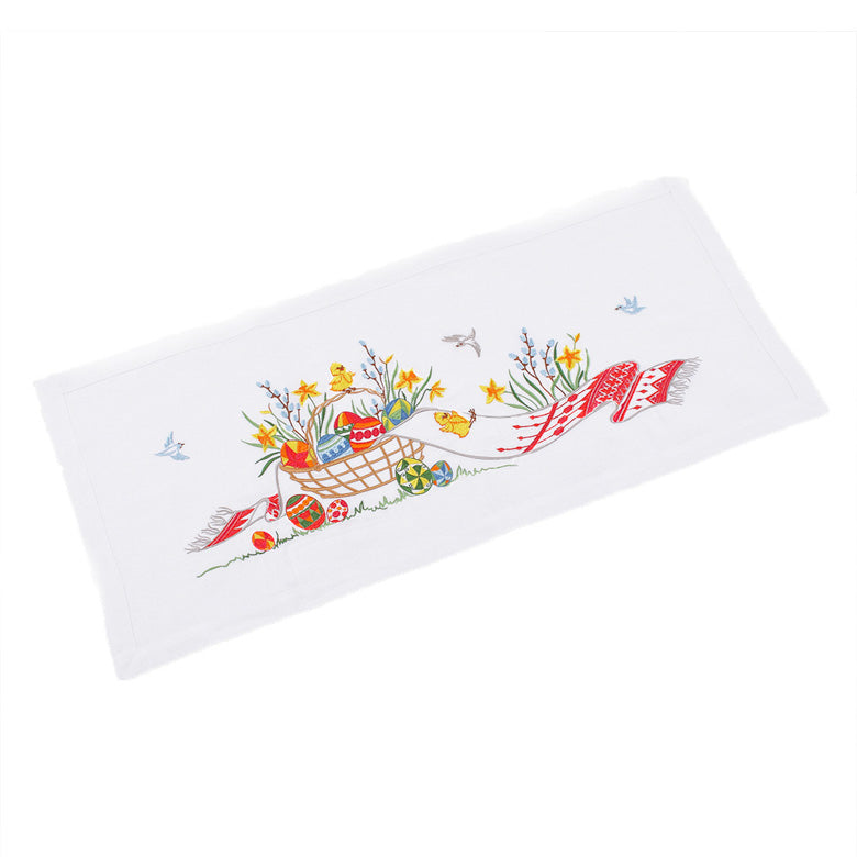 Ukrainian Embroidered Linen Table Runner 90x40 cm