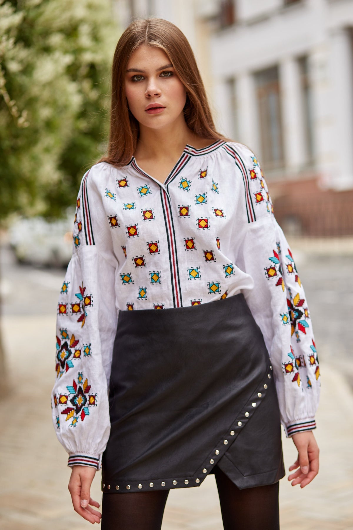 White Embroidered