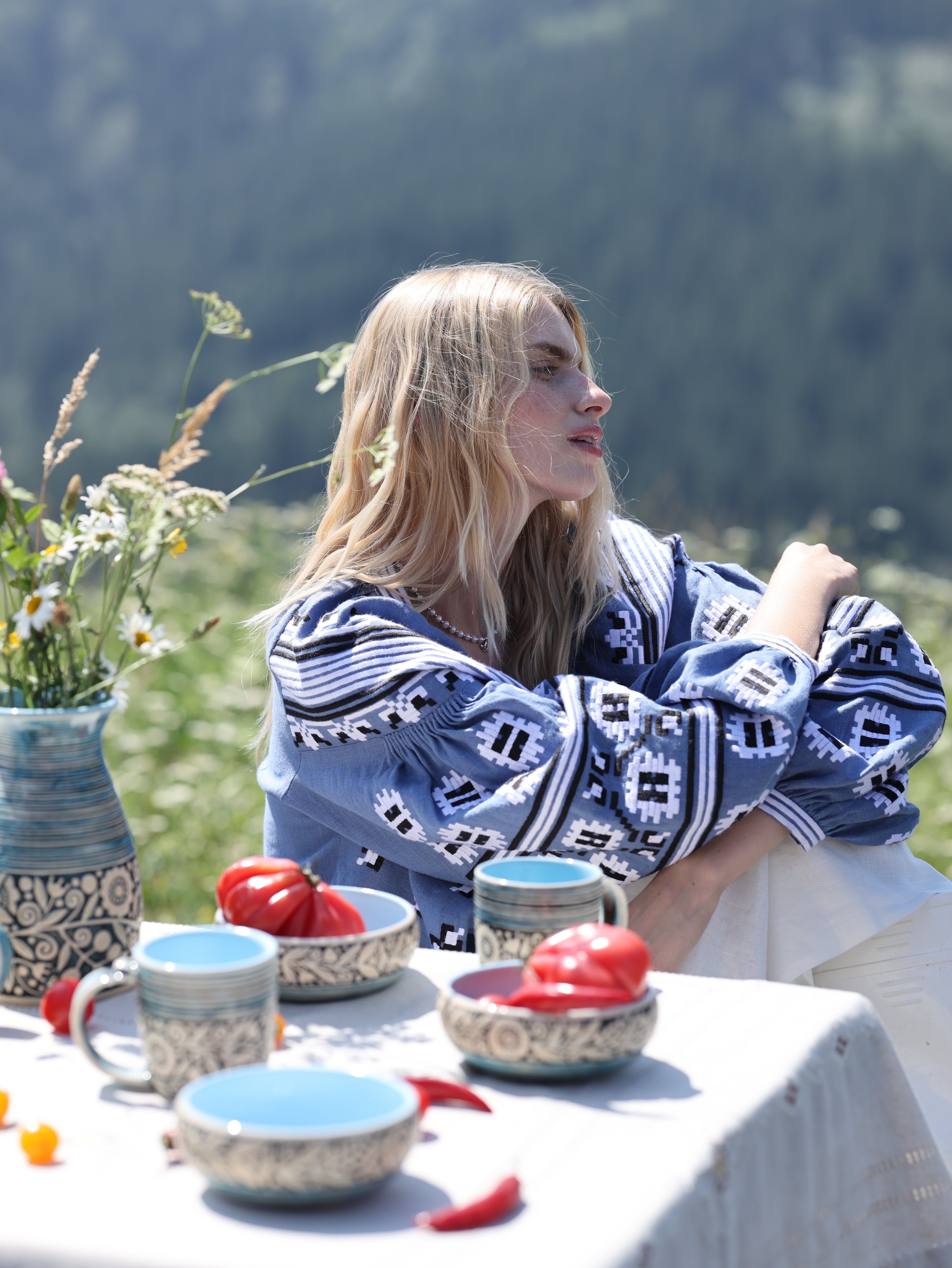 blue embroidered blouse Ukrainian