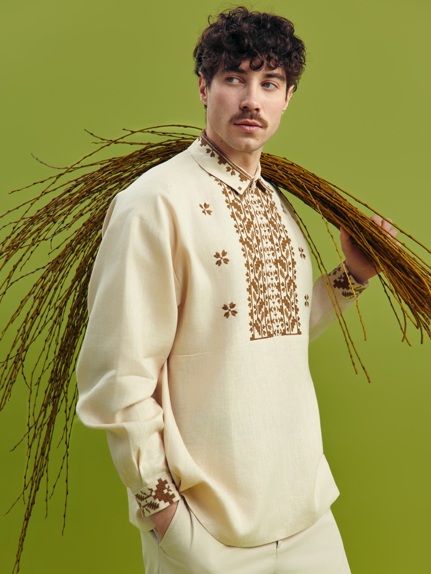 cream embroidered shirt