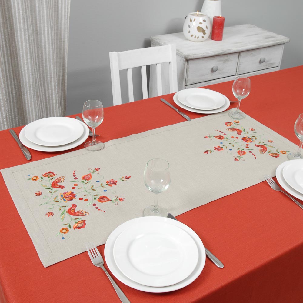 Tablecloth "90*40СМ Tree of Life Embroidered Ukrainian linen Runner, Gift for Mother Gift for Her,Gift for Wife,Gift for Christmas