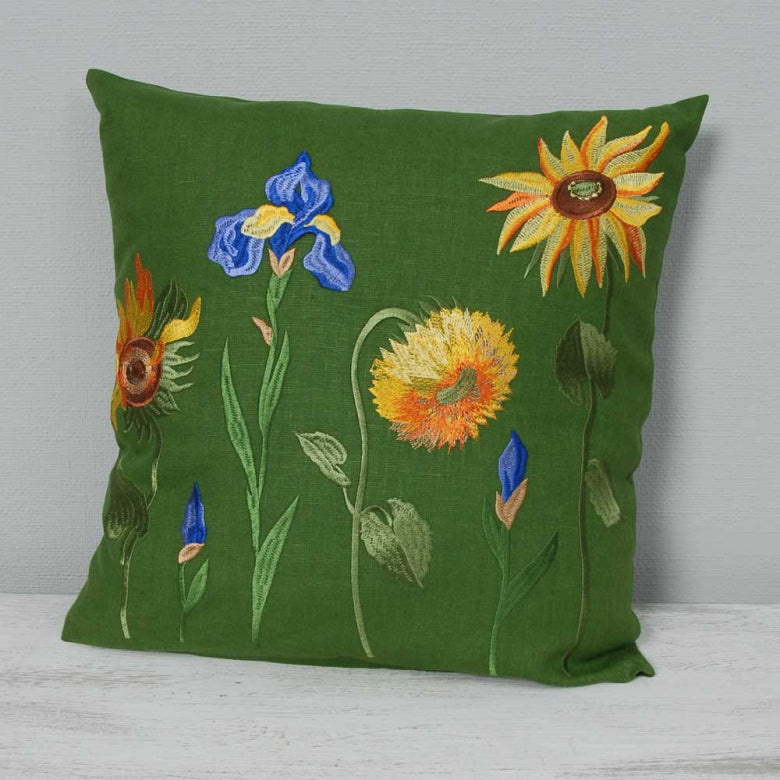embroidered pillowcase from the Sunflowers