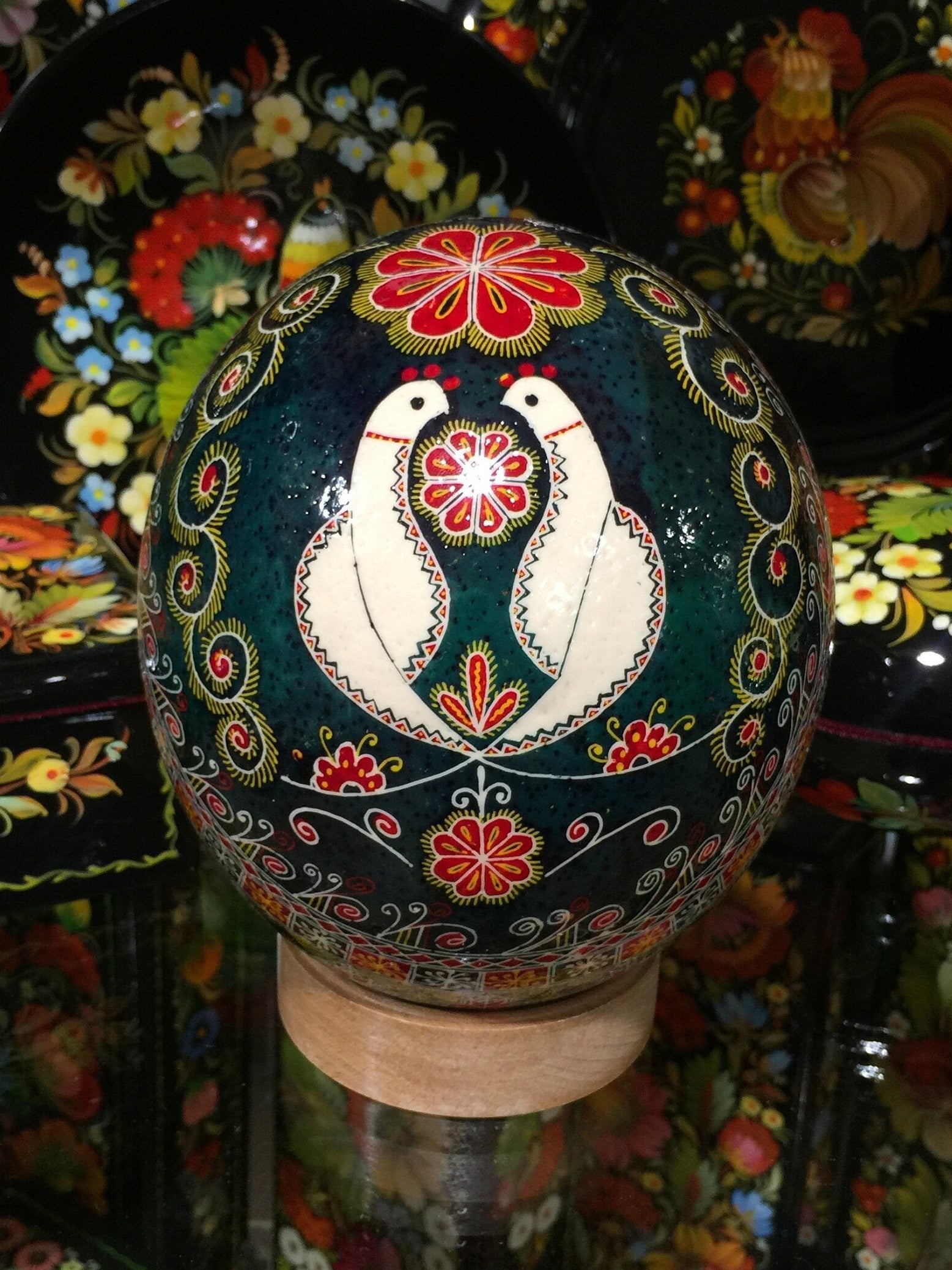 Traditional Ukrainian Pysanka Ostrich Real Egg for Easter