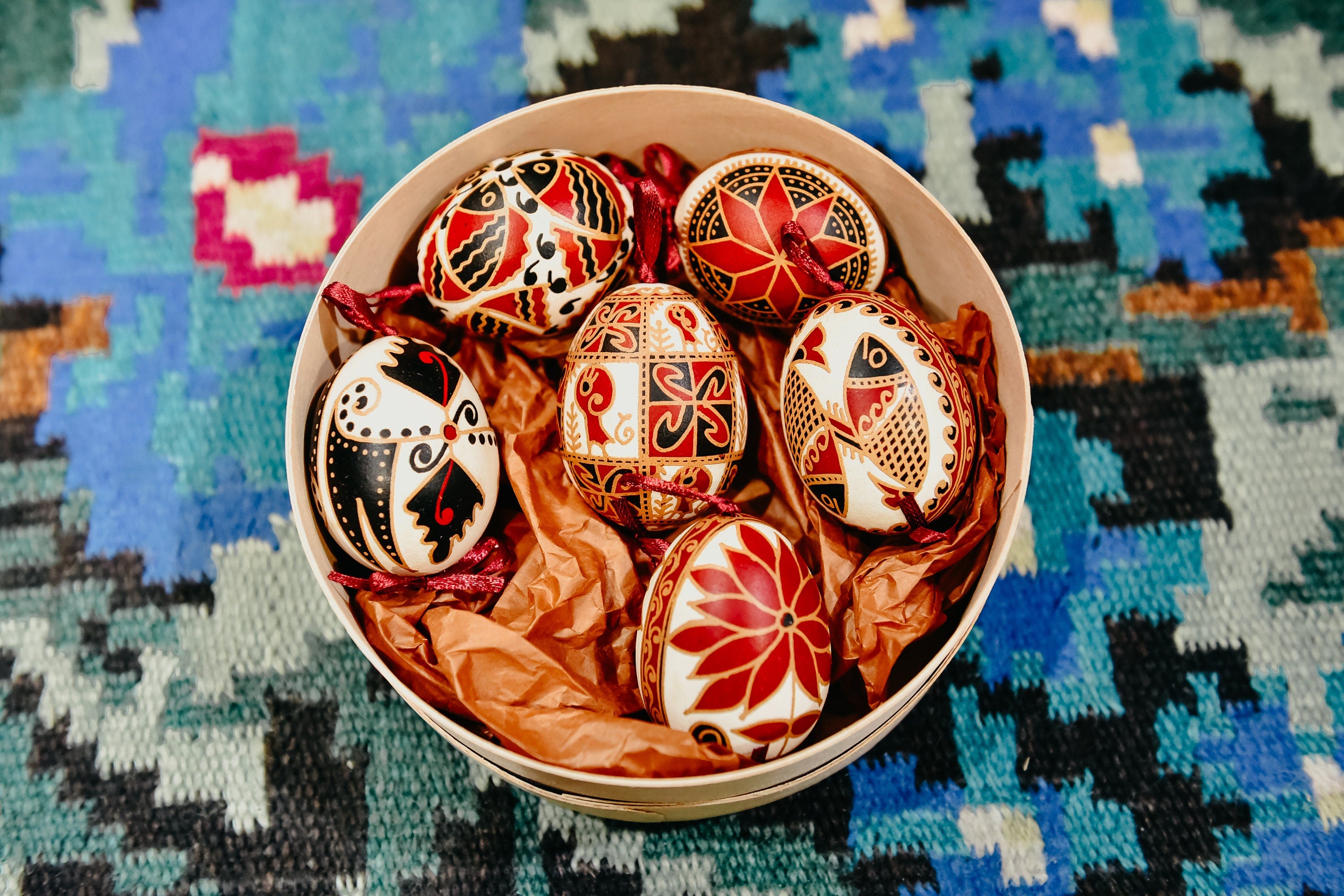 12 Handmade Ukrainian Pysanka Eggs - High-Quality Traditional Easter Decor