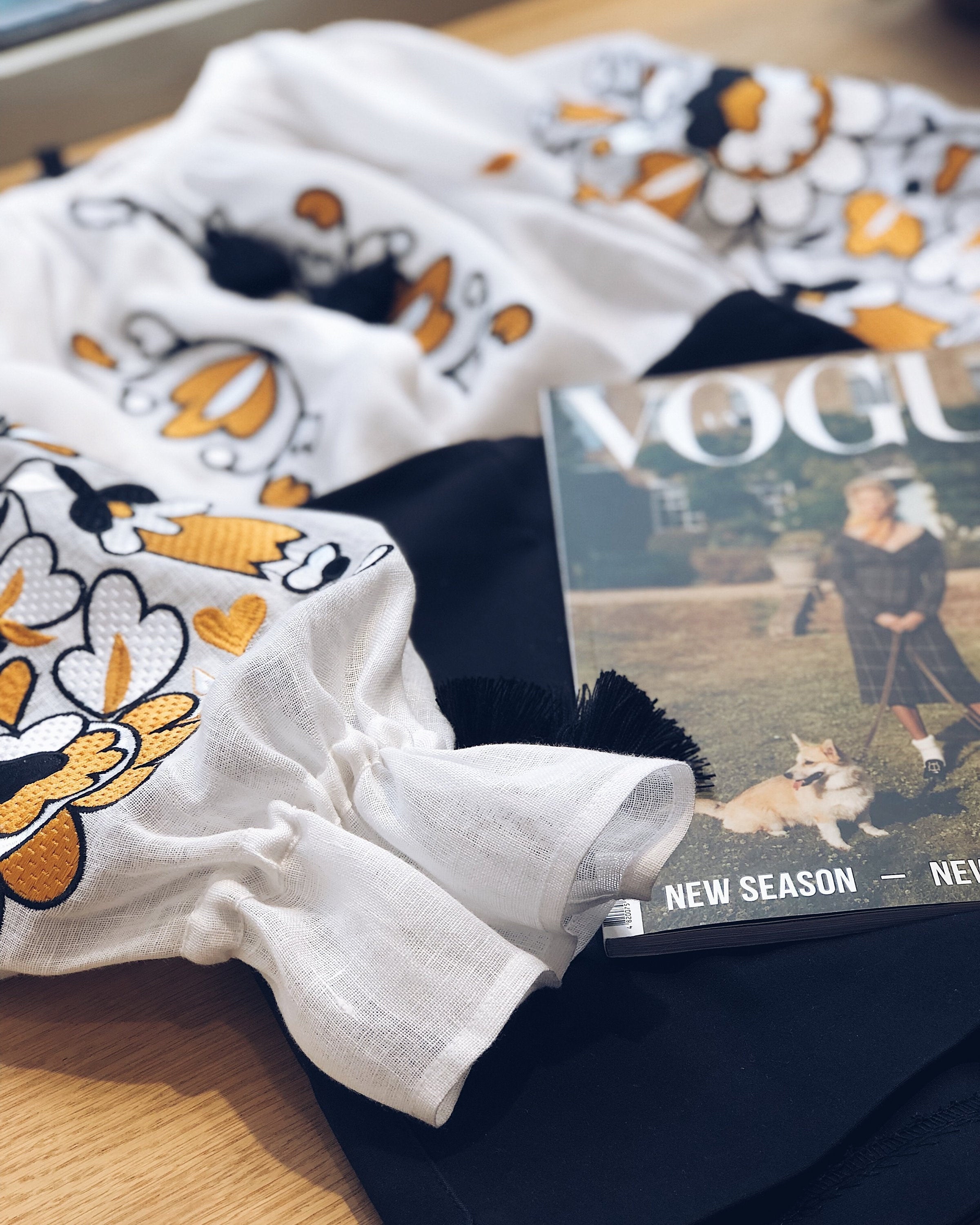 White Linen Blouse with Colorful Embroidery | Ukrainian Minimalist Long Sleeve Shirt