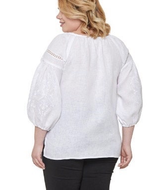 White Ukrainian Vyshyvanka Blouse  - Traditional Easter Shirt