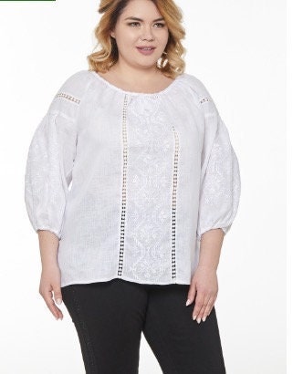 White Ukrainian Vyshyvanka Blouse  - Traditional Easter Shirt