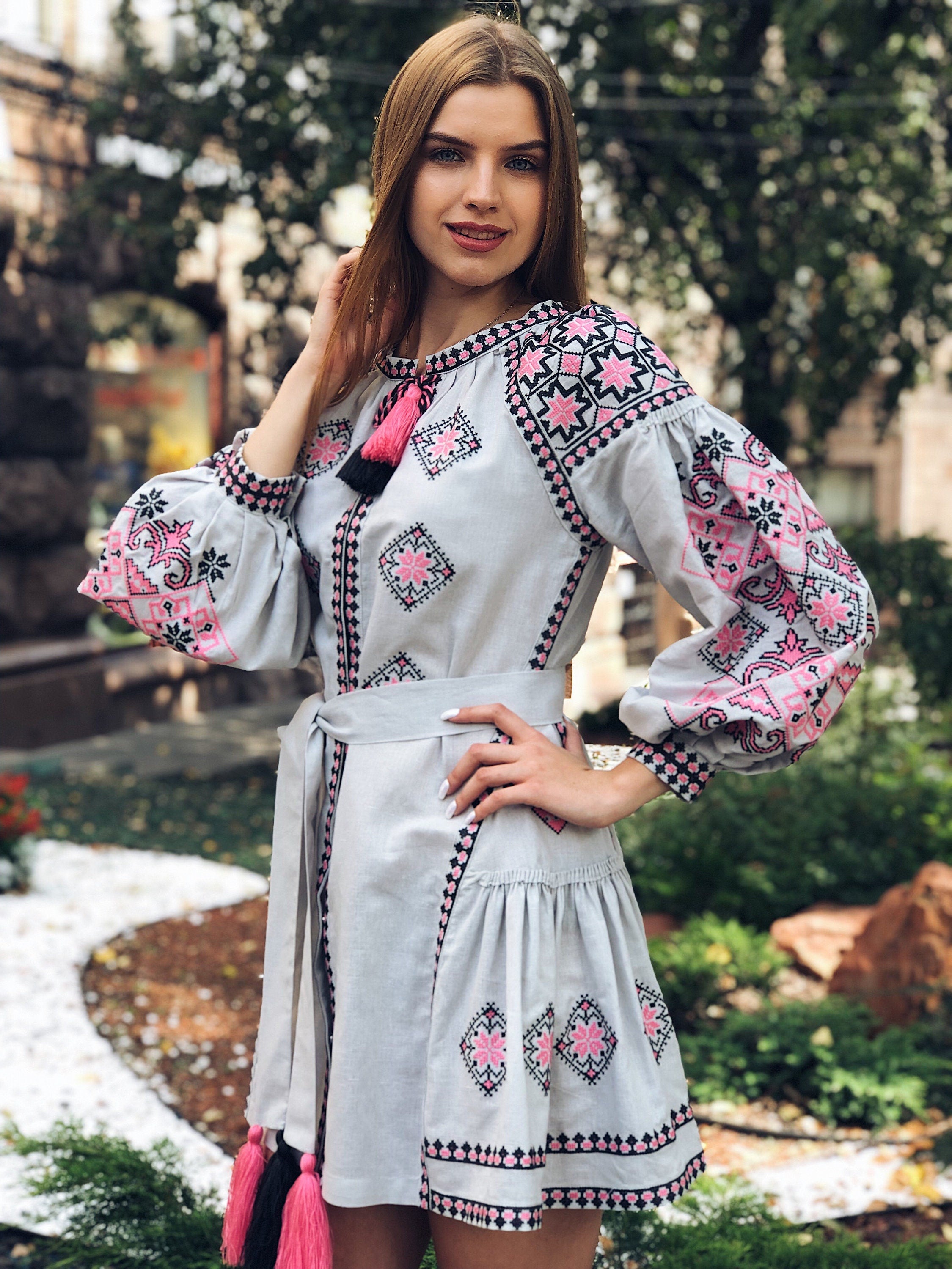 Ukrainian Vyshyvanka Boho Dress for Women