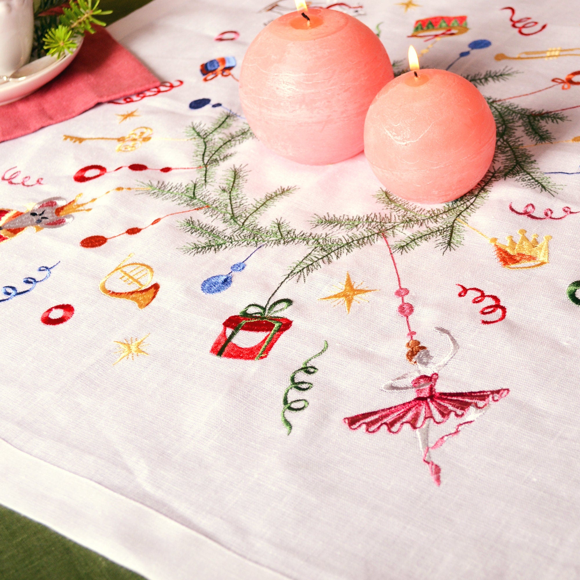 Tablecloth 65*65 СМ Nutcracker, Embroidered Ukrainian ,linen Runner, Gift for Mother Gift for Her,Gift for Wife,Gift for Christmas