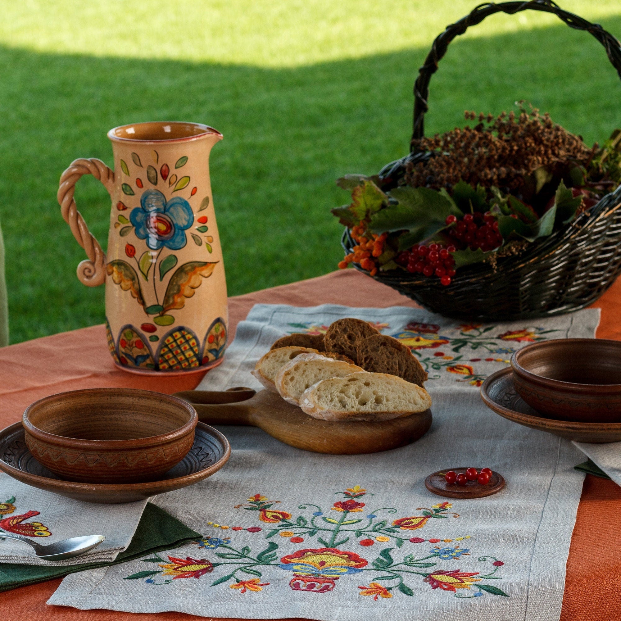 Tablecloth "90*40СМ Tree of Life Embroidered Ukrainian linen Runner, Gift for Mother Gift for Her,Gift for Wife,Gift for Christmas