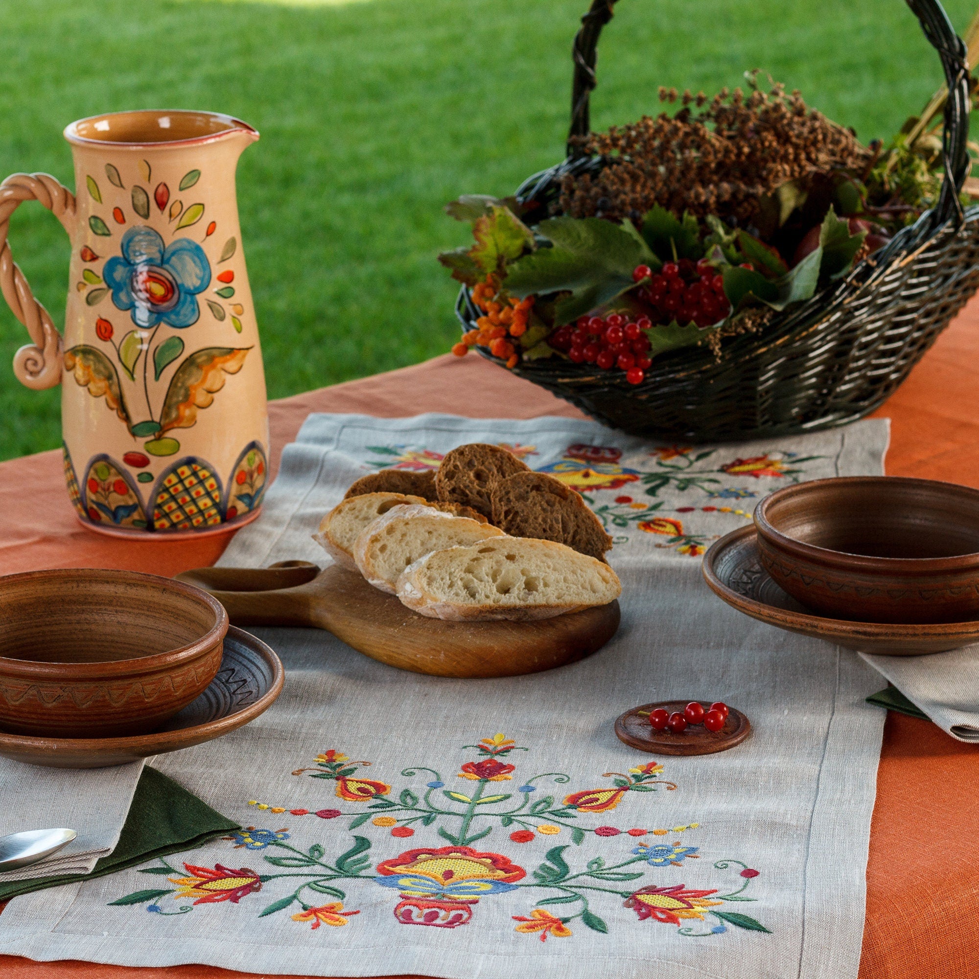 Tablecloth "90*40СМ Tree of Life Embroidered Ukrainian linen Runner, Gift for Mother Gift for Her,Gift for Wife,Gift for Christmas