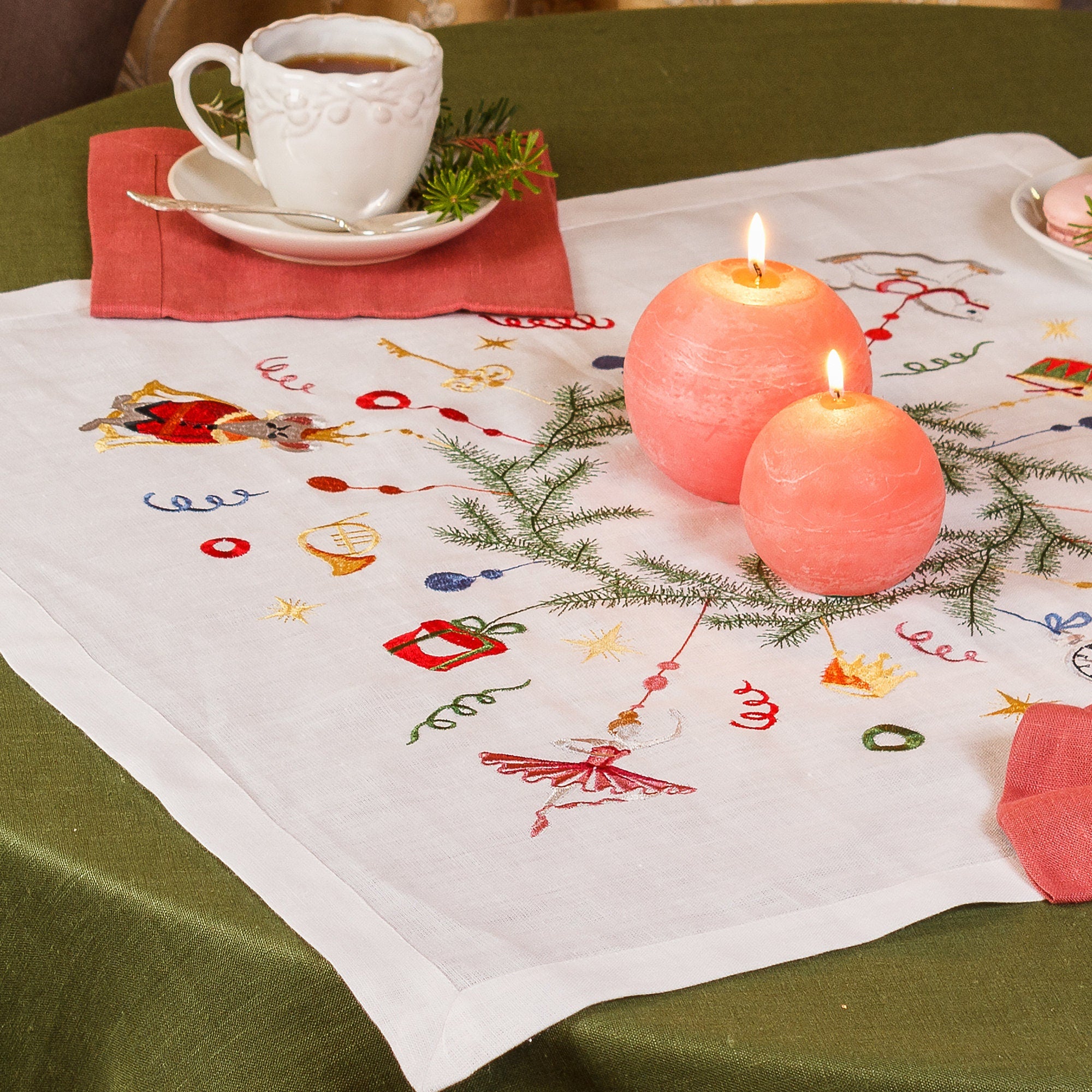 Tablecloth 65*65 СМ Nutcracker, Embroidered Ukrainian ,linen Runner, Gift for Mother Gift for Her,Gift for Wife,Gift for Christmas