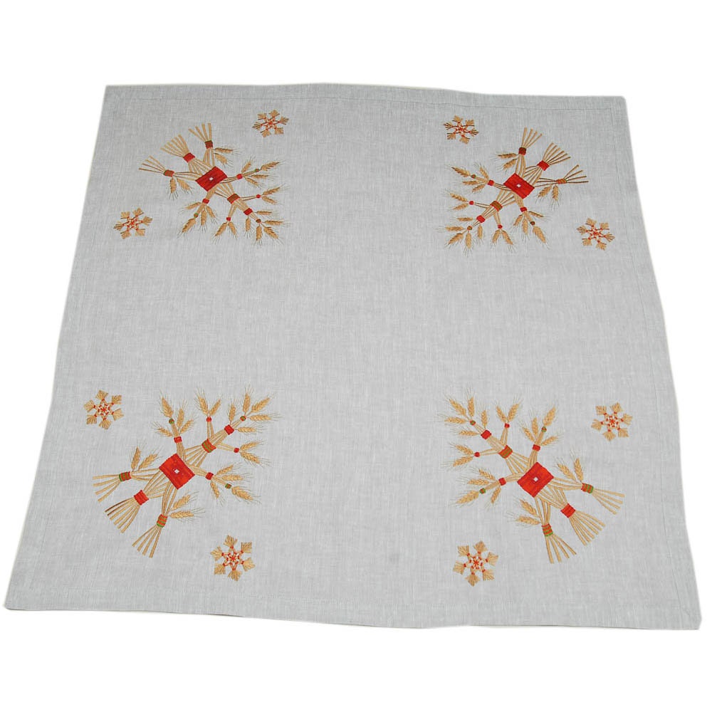 Didukh Ukrainian Embroidered Tablecloth Set with 2 Napkins - 88x88 cm