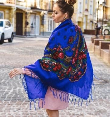 Traditional Ukrainian Shawl - Bohemian Floral Scarf for Women, Moms, and Daughters