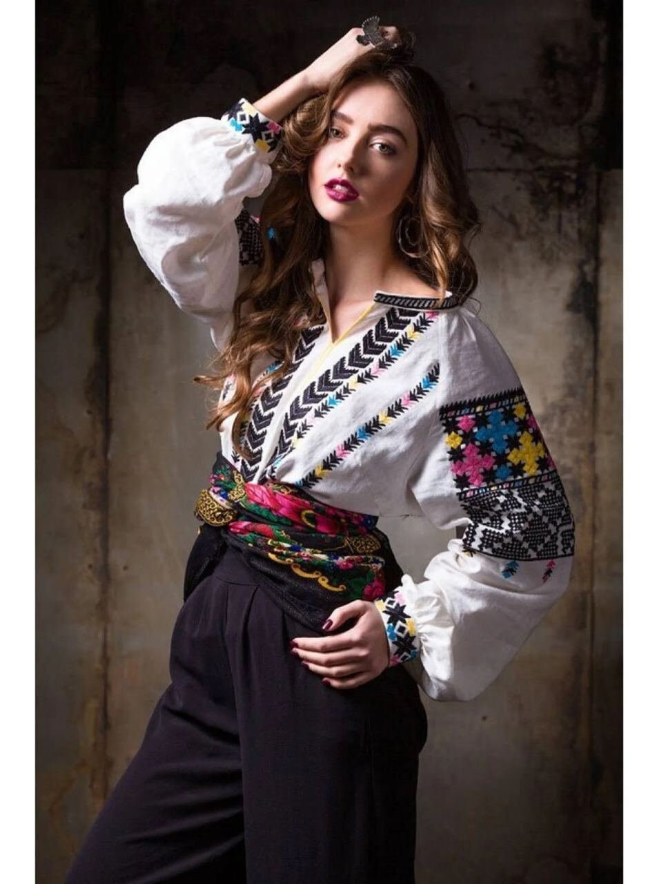 Embroidered Ukrainian Vyshyvanka White Linen Blouse
