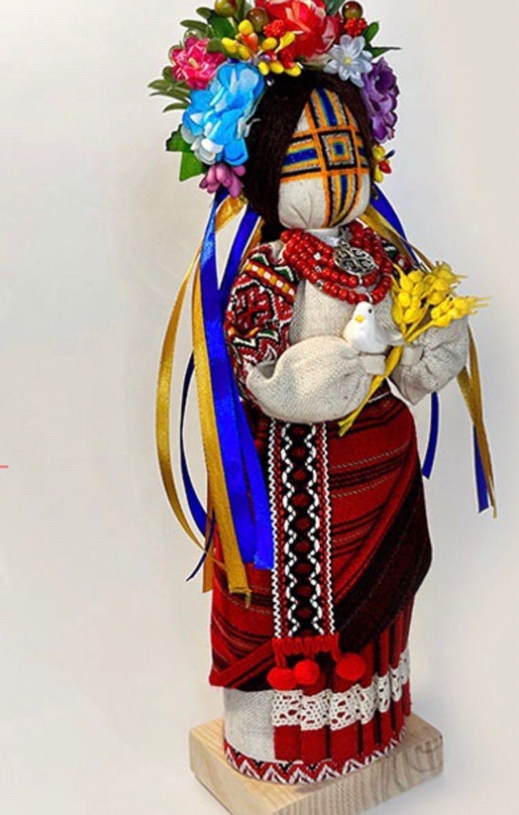 Motanka Doll "Invincible" - Handmade Wooden Stand Home Protector
