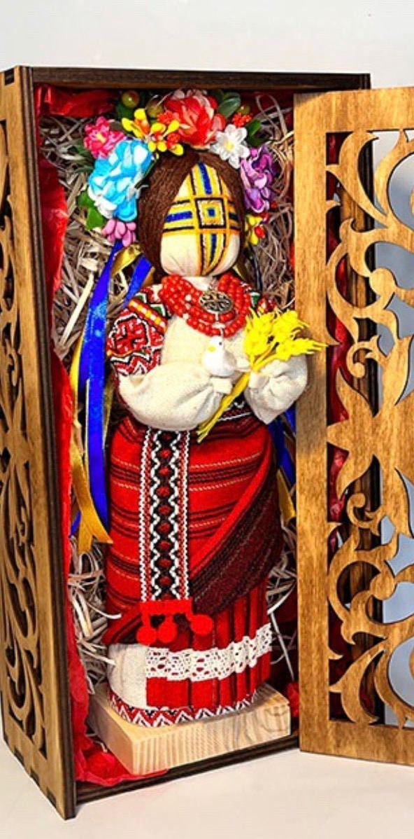 Motanka Doll "Invincible" - Handmade Wooden Stand Home Protector