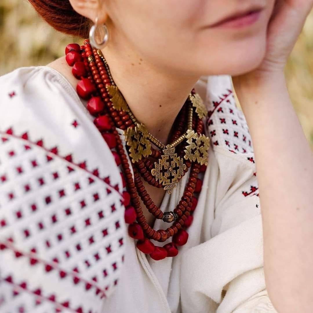 Ukrainian Traditional necklace Old World Jewellery Necklace Crosses Shields Ethnic Ukrainian Traditional Jewellery Jasper Necklace