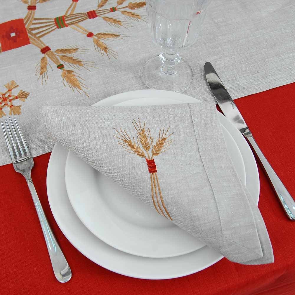Didukh Tabletop Set 90x40cm with 4 Napkins - Embroidered Ukrainian Tablecloth and Runners