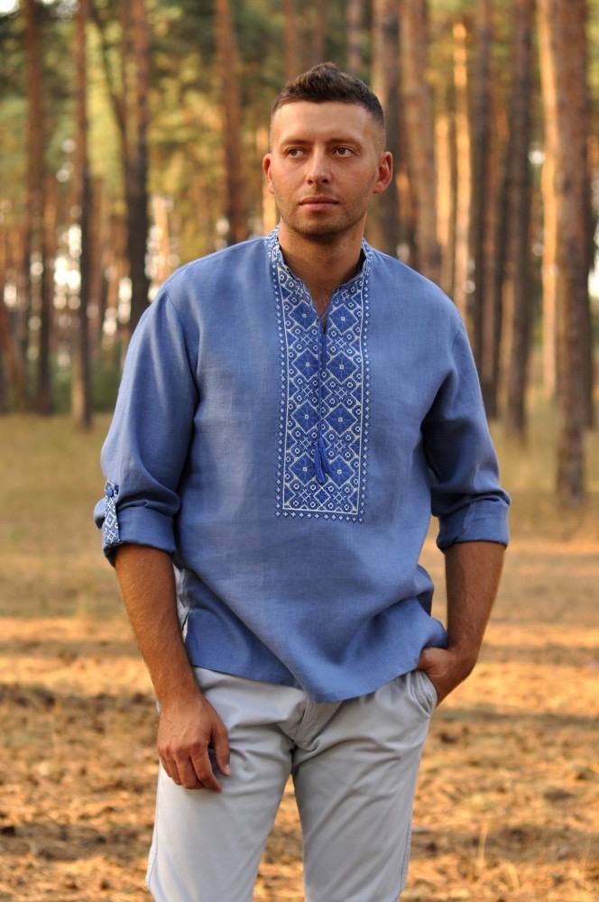 2025 Men's Ukrainian Linen Vyshyvanka Shirt - Traditional Embroidered Style