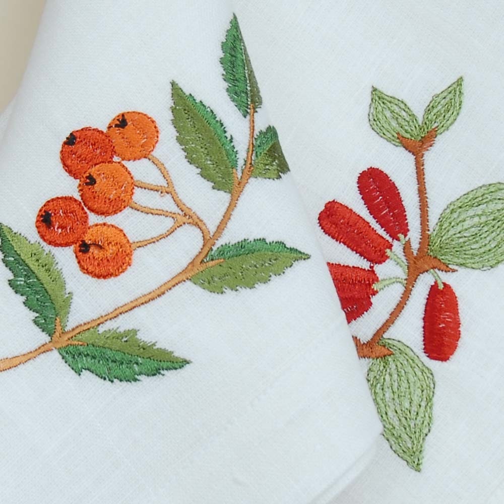 Rowan Dogwood Embroidered Napkins Set - 40x40 cm Ukrainian Tablecloth for Easter, Mother's Day & Special Occasions