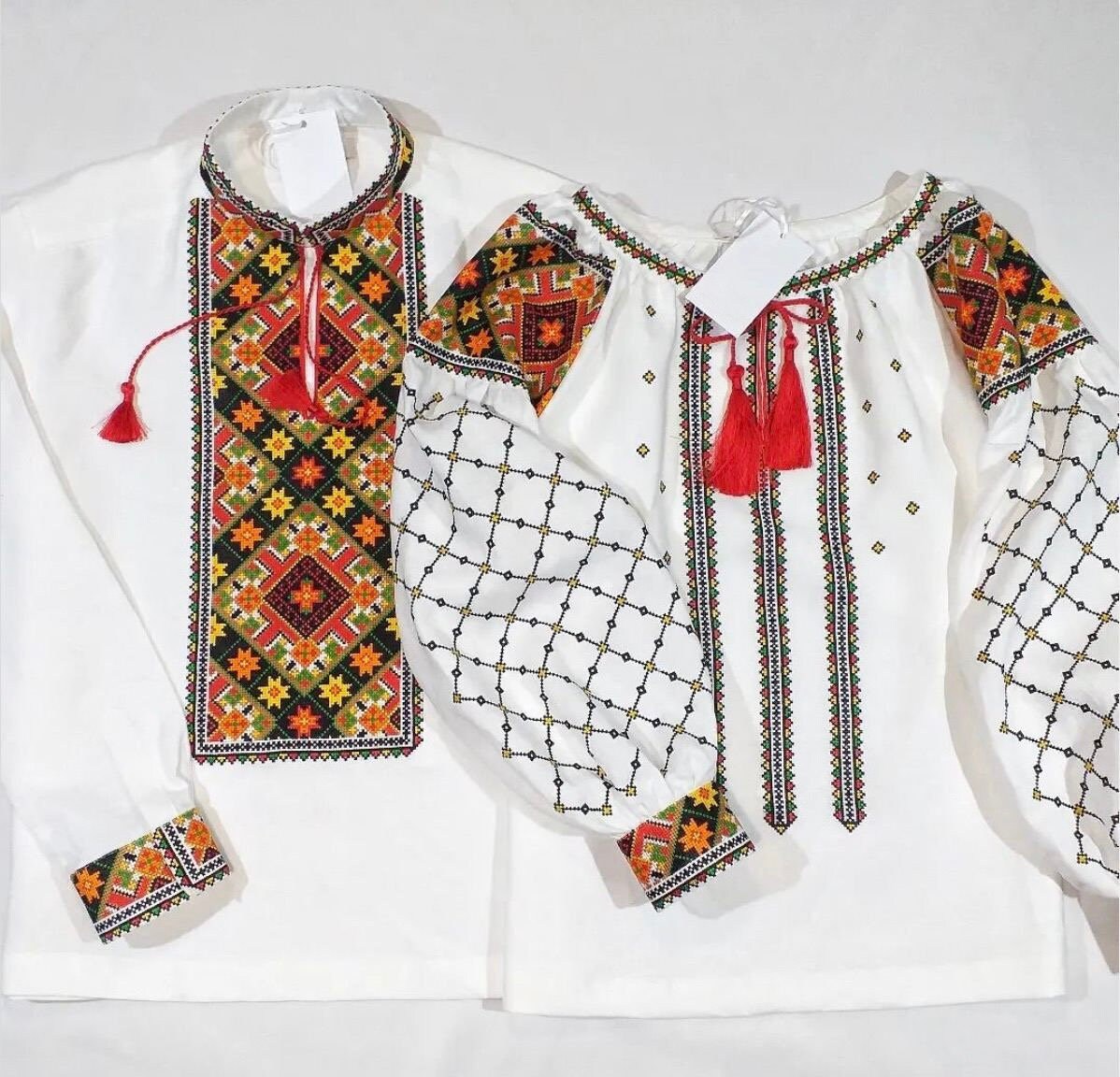 Elegant White Linen Embroidered Blouse for Women - Ukrainian Long Sleeve Design 2025