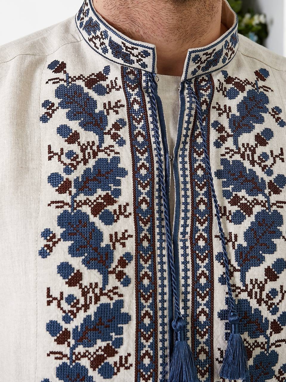 Men's Embroidered Ukrainian Linen Vyshyvanka Shirt