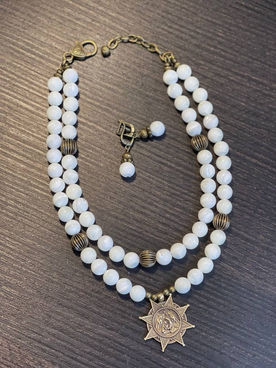 Elegant Handmade Ukrainian Pearl Necklace - Exquisite White Accessory for Women