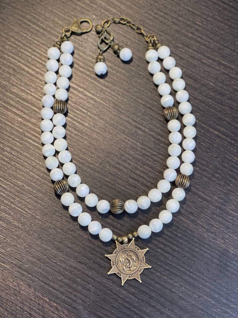 Elegant Handmade Ukrainian Pearl Necklace - Exquisite White Accessory for Women