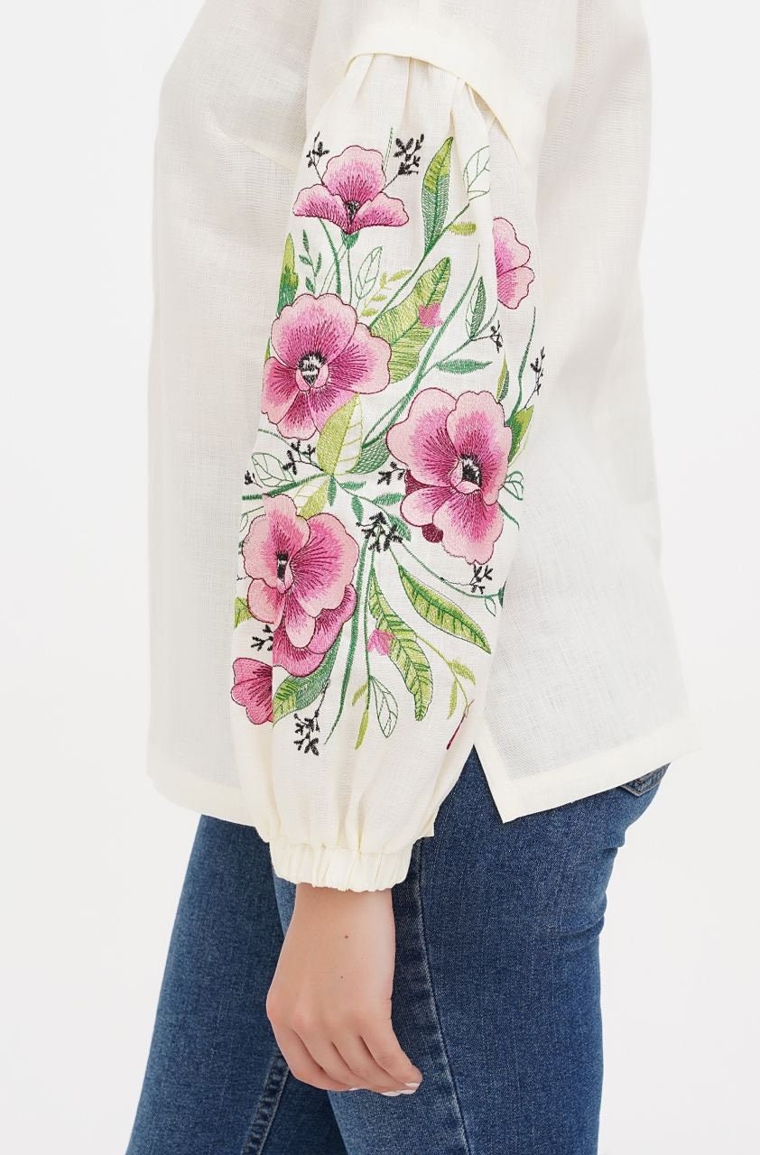 2025 Linen Ukrainian Vyshyvanka Blouse - Bohemian Embroidered Shirt