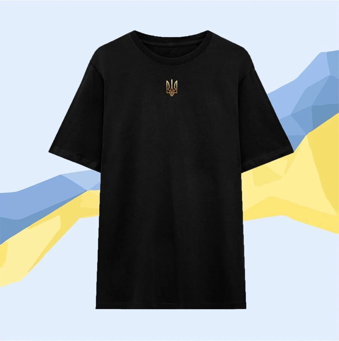 Zelensky T-Shirt - Ukrainian Golden Coat of Arms, Black & Khaki Men's Styles