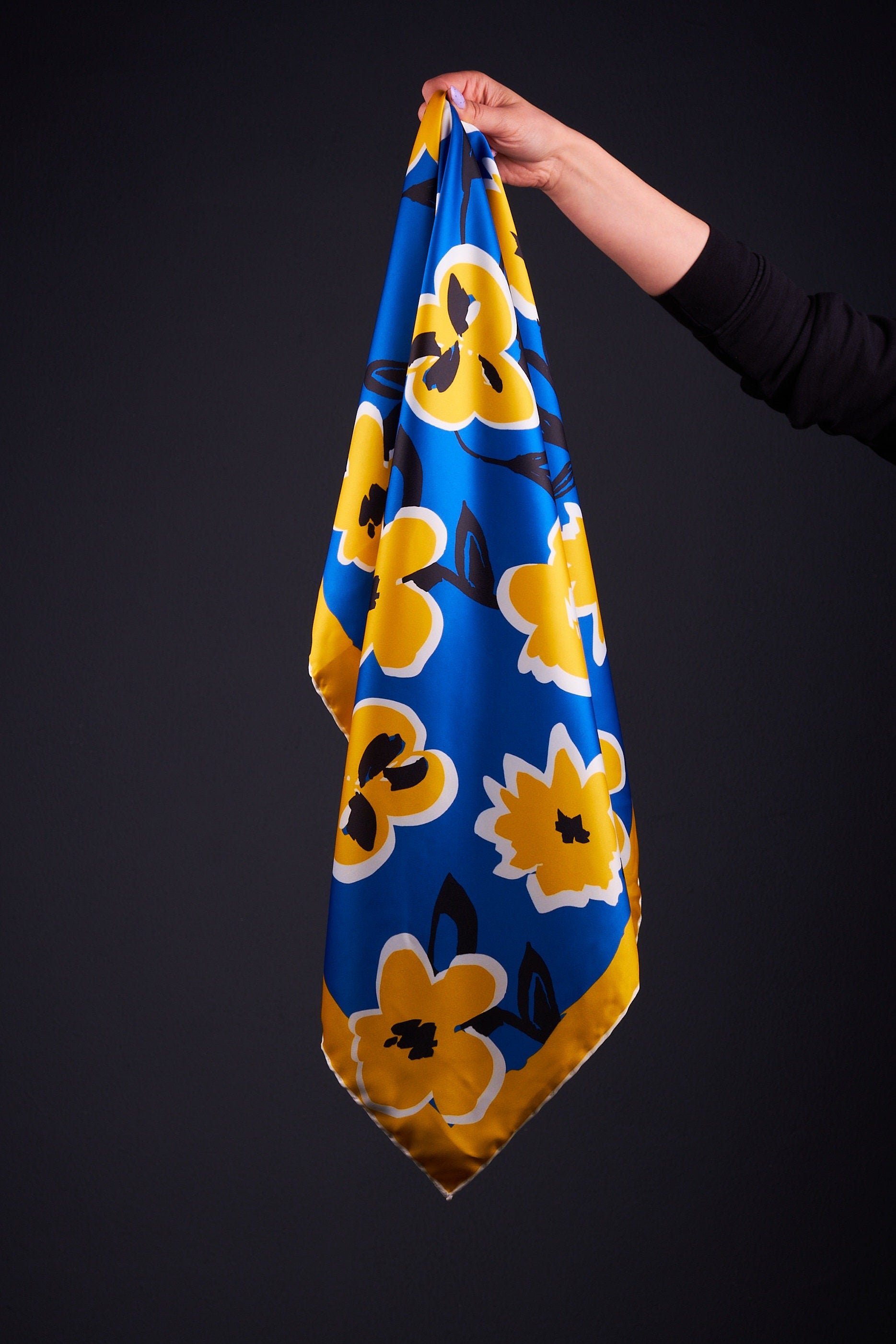 Ukrainian Bohemian shawl 90*90 cm Ethnic ornament Collection Shawl Patriotic shawl Gift for Her Gift for Mother Easter Silk scarf Blue