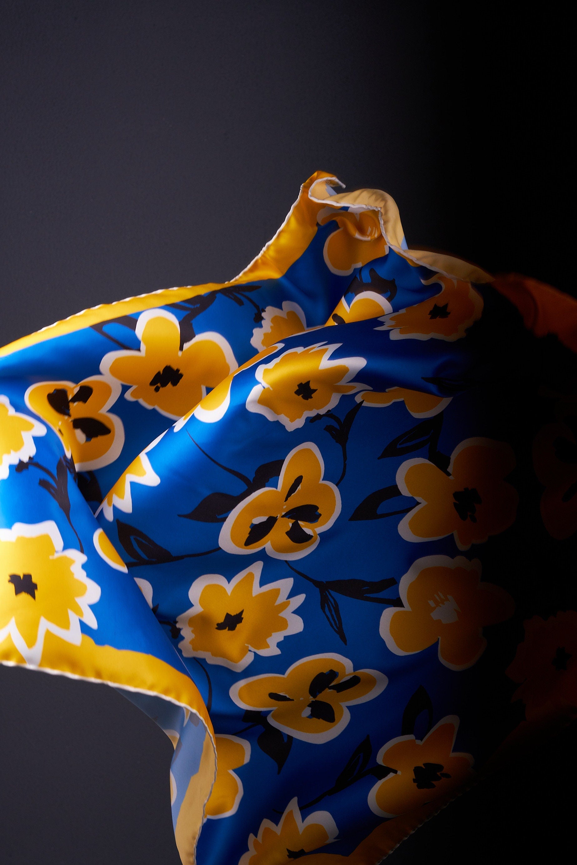 Ukrainian Bohemian shawl 90*90 cm Ethnic ornament Collection Shawl Patriotic shawl Gift for Her Gift for Mother Easter Silk scarf Blue