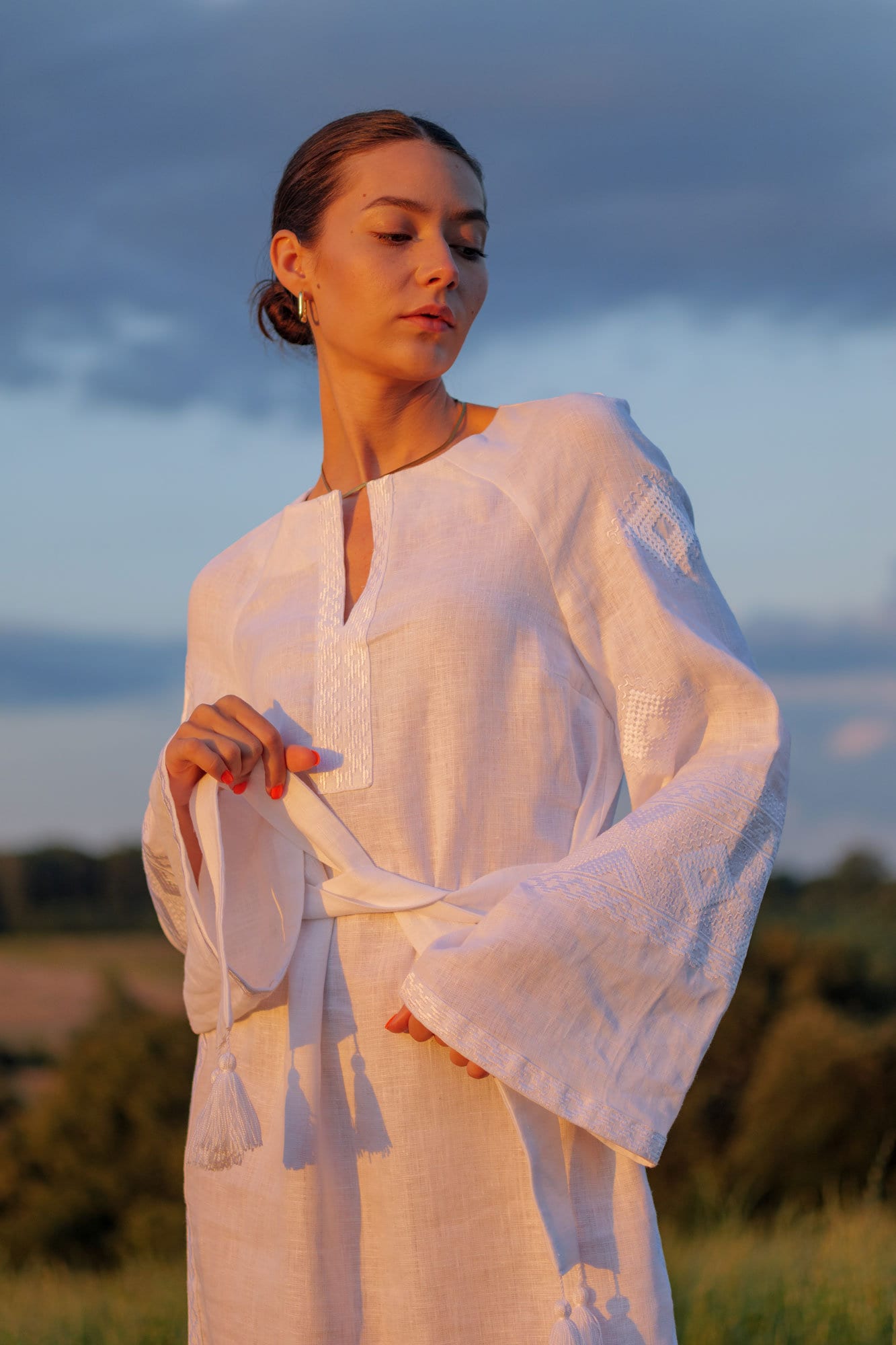 White Embroidered Ukrainian Vyshyvanka Dress - Boho Wedding Dress