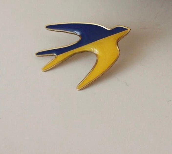 Handmade Ukrainian Swallow Badge in National Colors