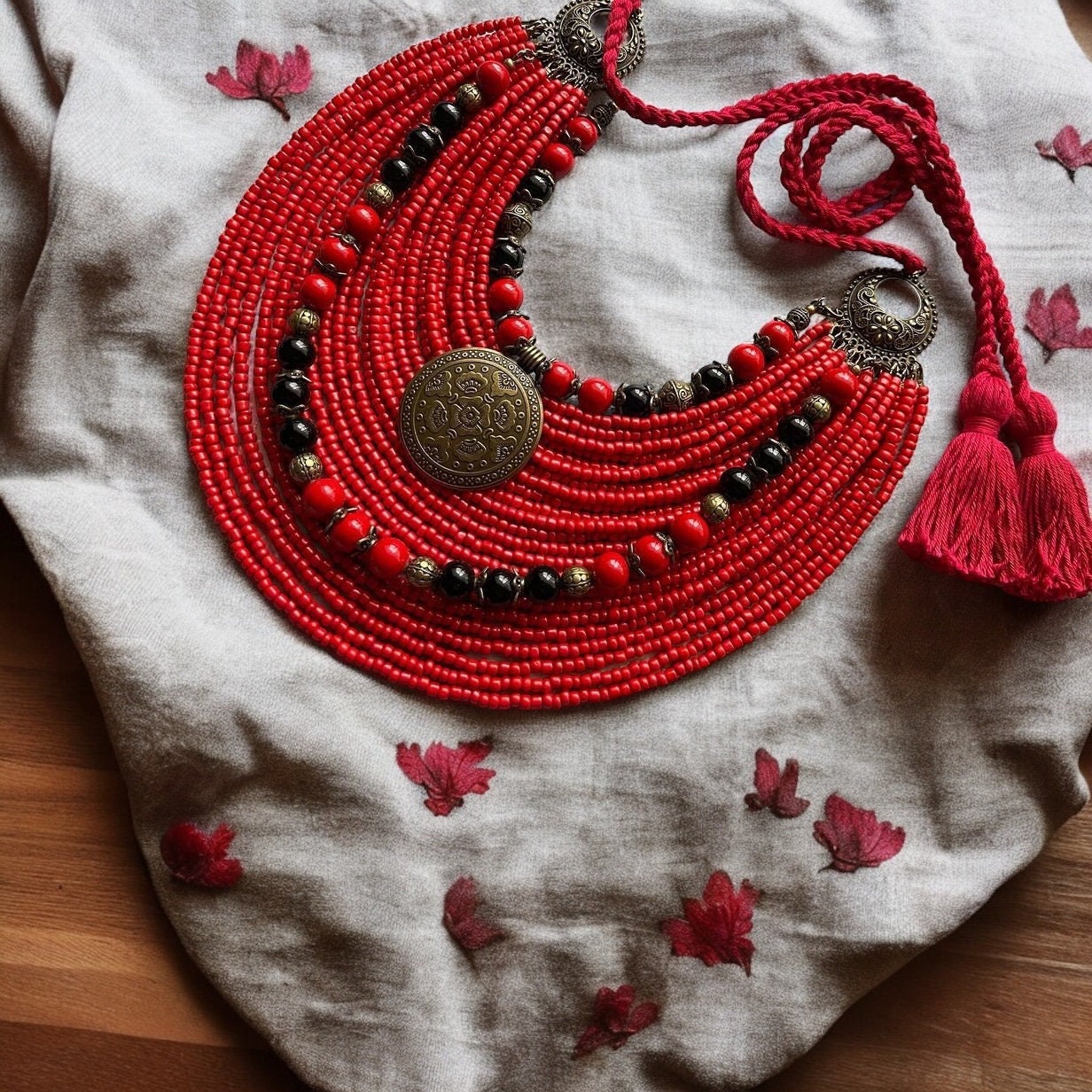 Handmade Ukrainian Red Necklace | Unique Traditional Jewelry for Women
