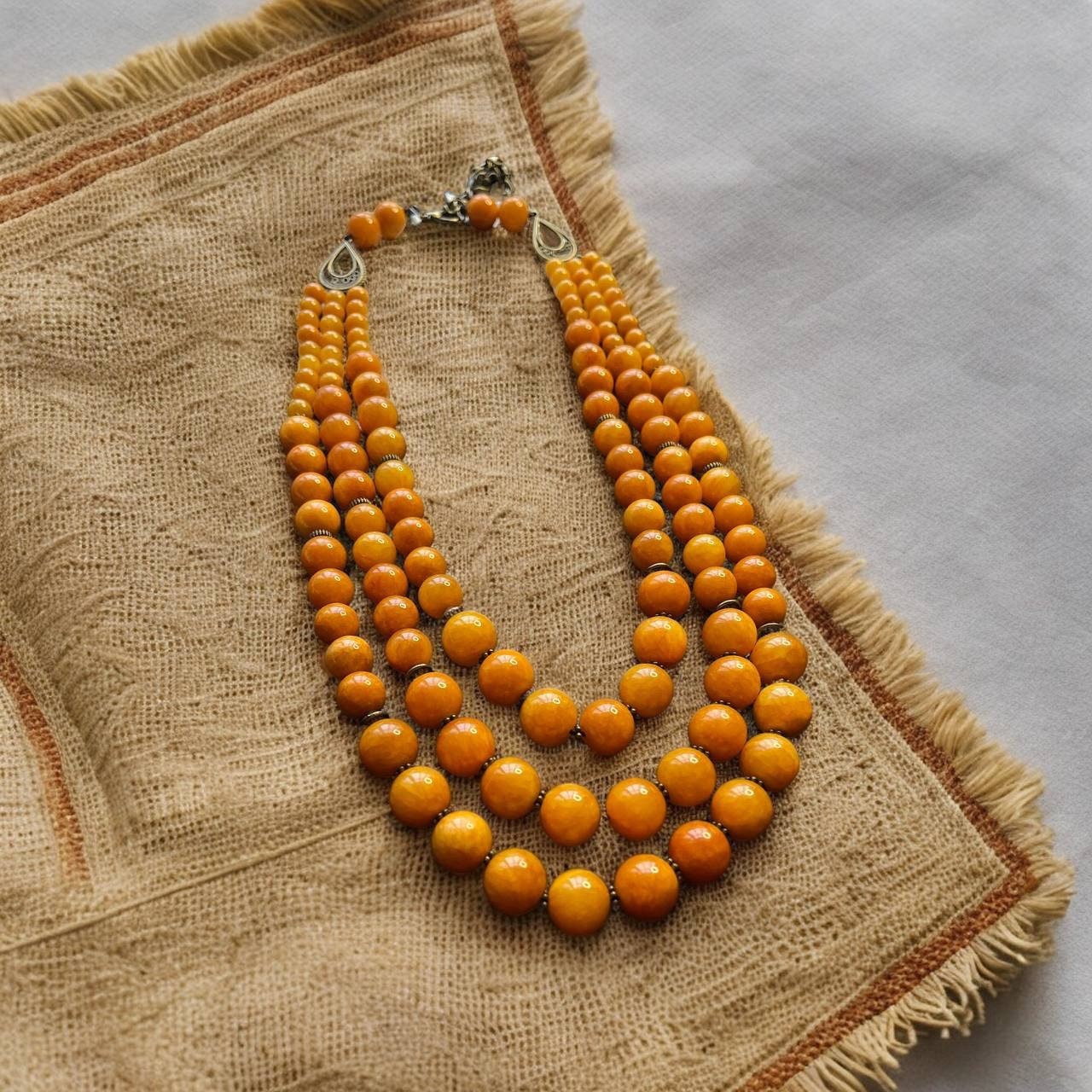 Yellow Ukrainian Onyx Necklace - Handmade Ethnic Jewelry