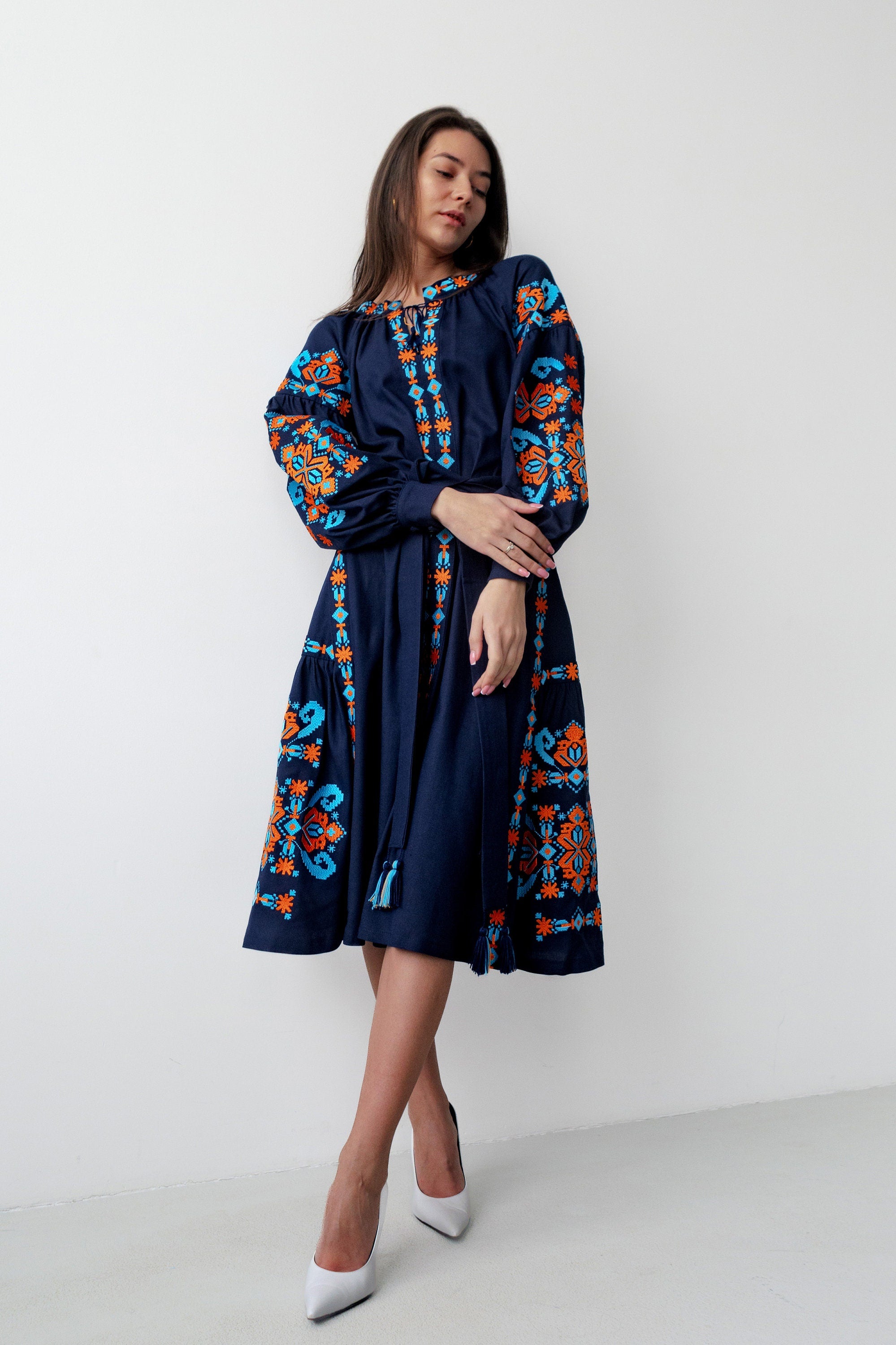 Linen Dress, Exquisite Vyshyvanka Embroidery, Boho Ukrainian Dress, Perfect Bridesmaid Gift and Gift for Her, Ethnic Ukrainian dress