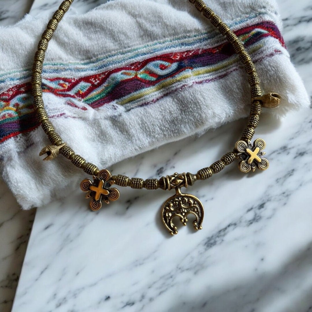 Handmade Ukrainian Moon Necklace - Authentic Ethnic Jewelry Accessory